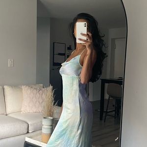Lulu tie dye satin midi dress